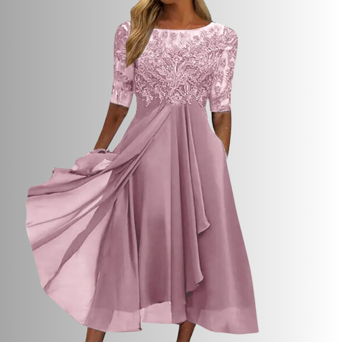 Women's Lace Midi Dress Flowy Skirt