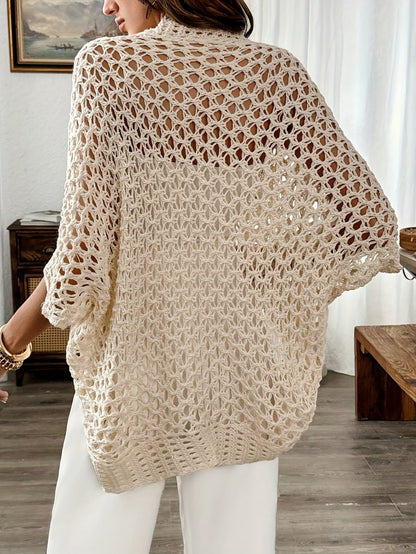 Women's Open-Front Crochet Knit Cardigan