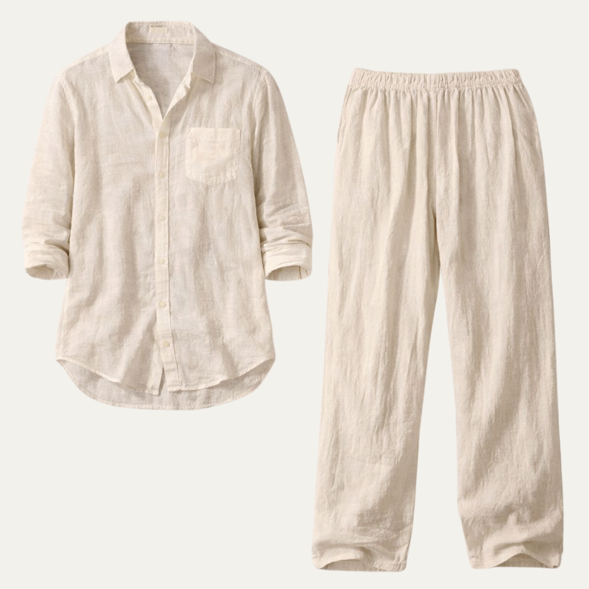 Mens Linen Two Piece Set Shirt And Pants