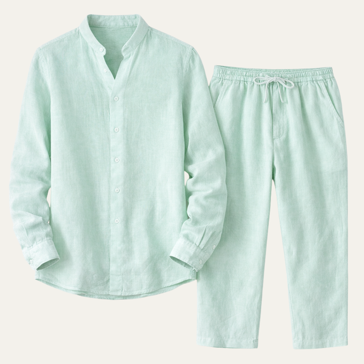 Men's Cotton Linen Shirt And Pants Set
