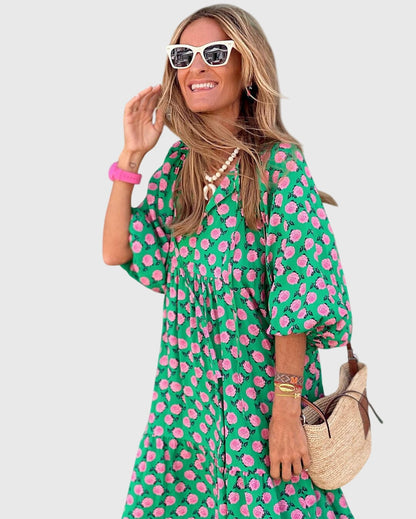 Spring Patterned Maxi Dress For Women