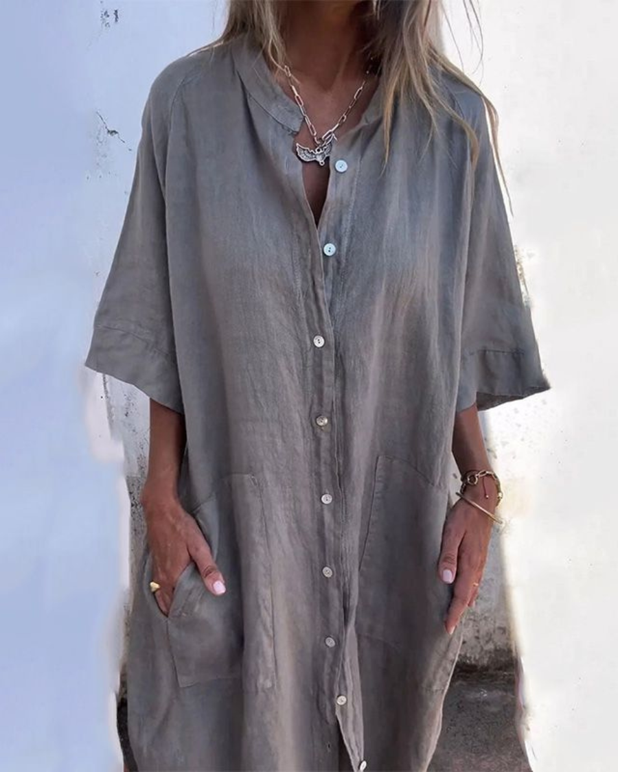 Women's Relaxed Fit Casual Dress Button Front