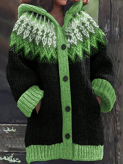 Women's Hooded Cardigan Button Front Knit
