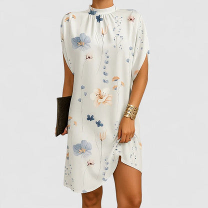 Spring High-Neck Shift Midi Dress