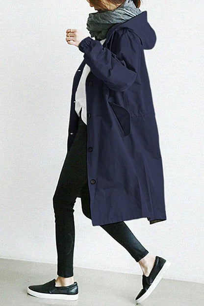 Women's Waterproof Raincoat Hooded Long Warm