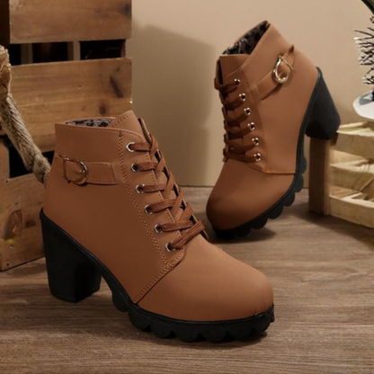 Women's Chunky Ankle Boots Lace-Up