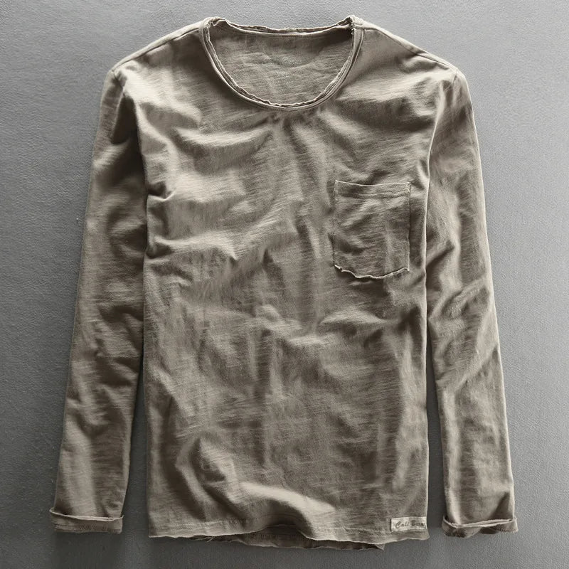 Cotton Long Sleeve Crew Neck Shirt