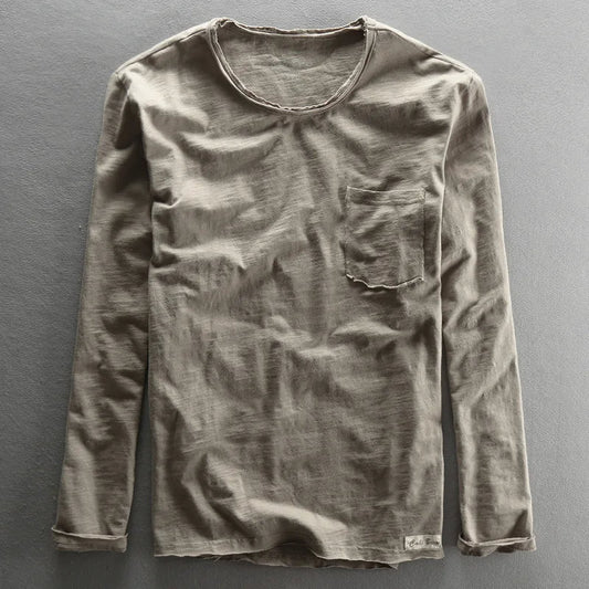 Cotton Long Sleeve Crew Neck Shirt