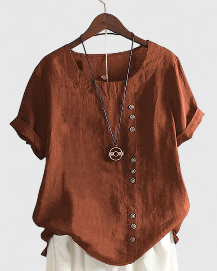 Stylish Asymmetrical Button Blouse