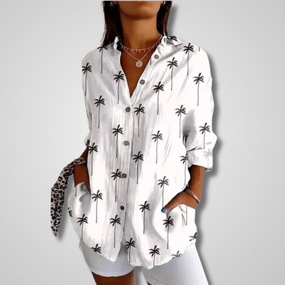 Women's Printed Button-Button-Front Blouse
