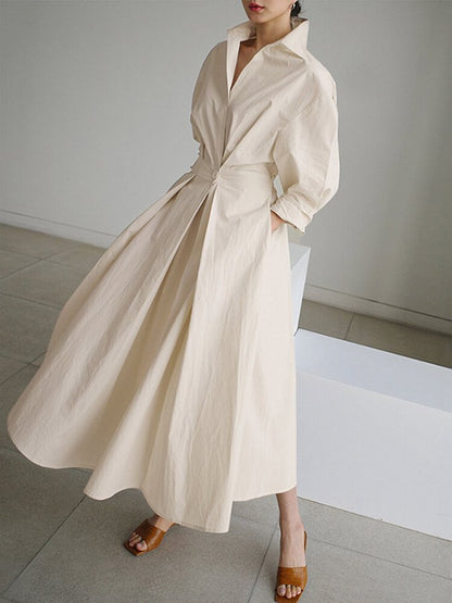 Women's Maxi Dress Long Sleeves Gathered Waist