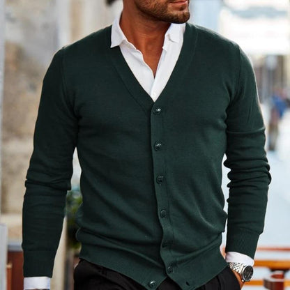 Men's V Neck Button Front Cardigan