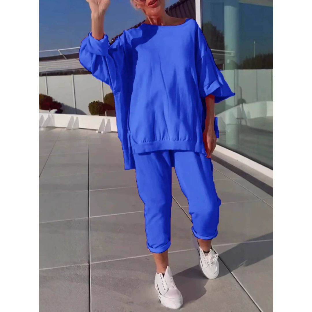 Women's Loungewear Set Loose Fit Pullover Ankle Pants