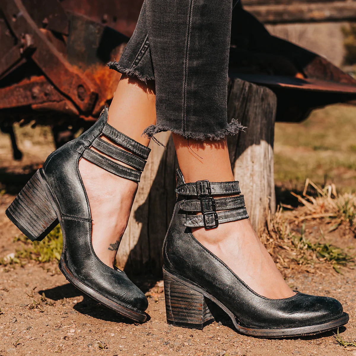 Marcellia | Women’s Buckle Strap Block Heel Shoes