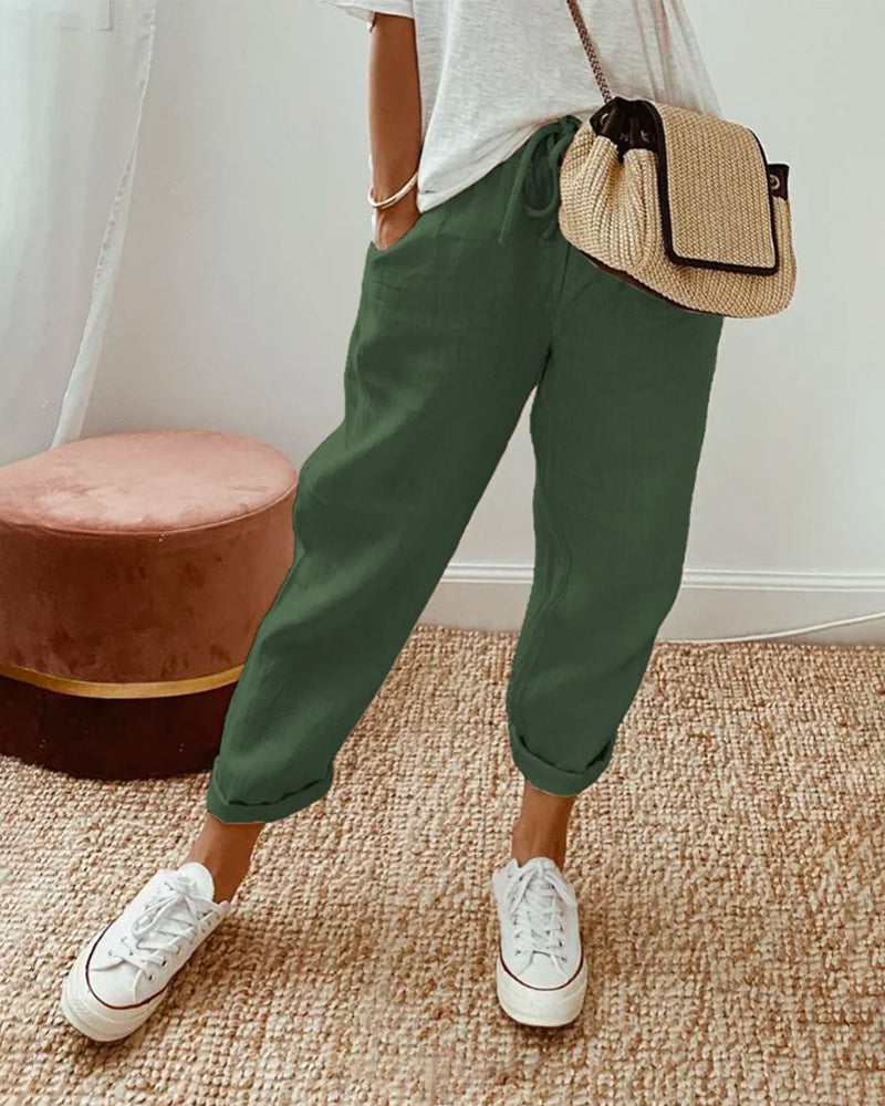 Linen Sweatpants Moisture Wicking Beige