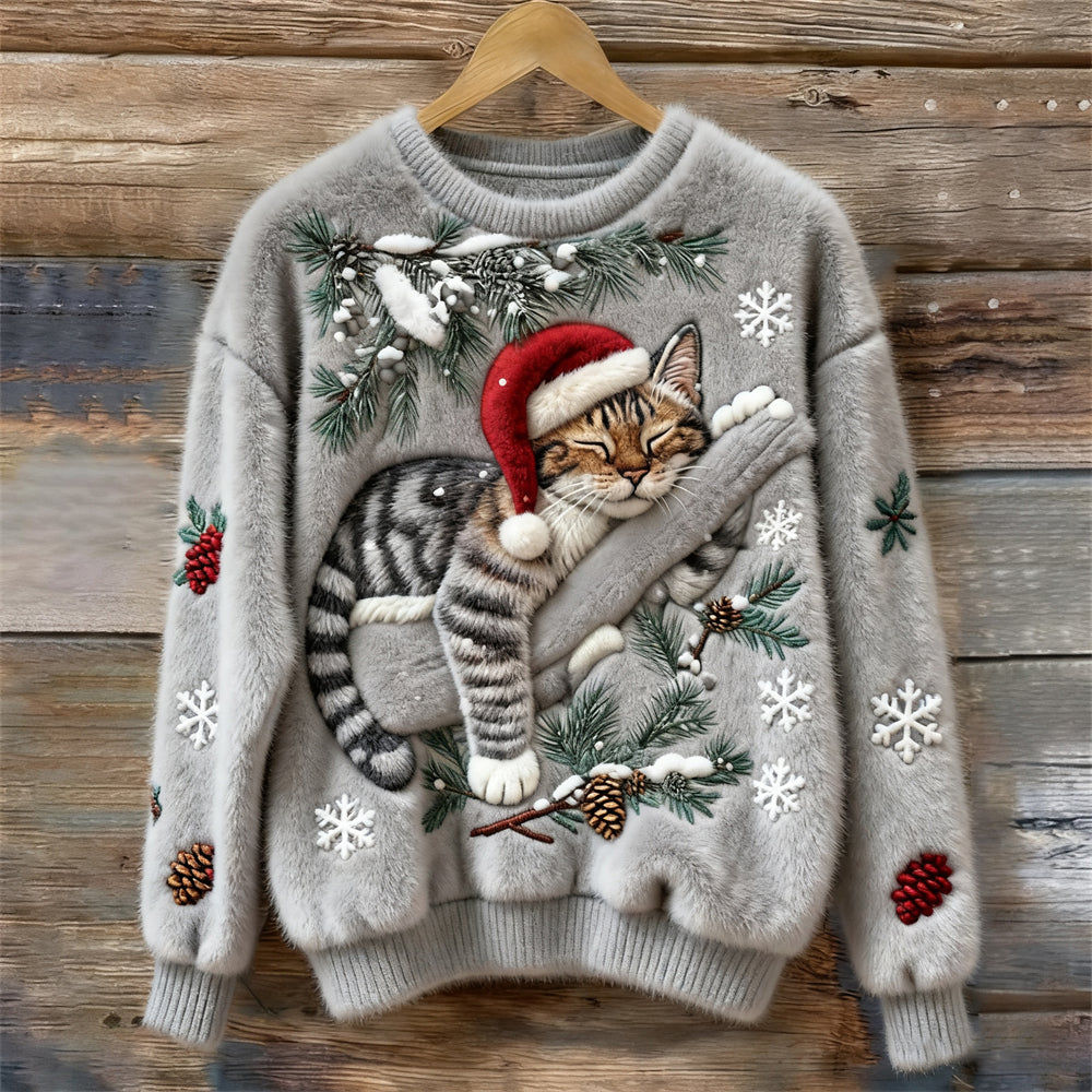 Women's Graphic Sweater 3D Kitten Design