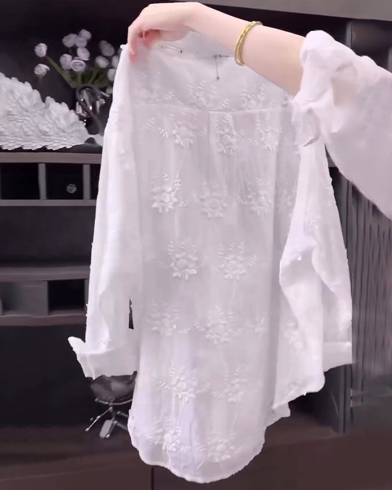 Women Embroidered Drop Shoulder Shirt