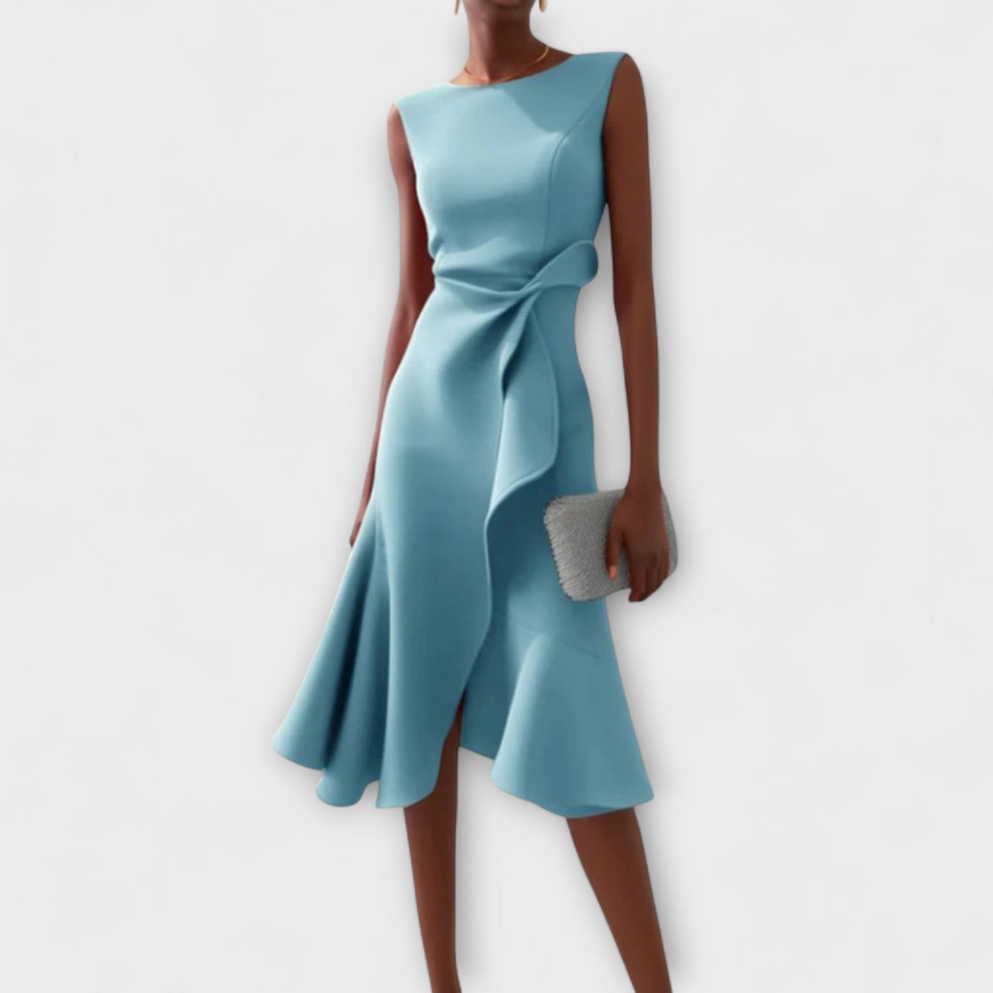 | Women’s Elegant Sleeveless Ruffle Midi Dress
