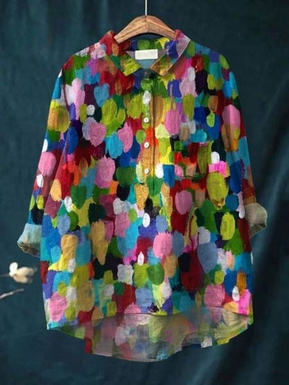 Women's Button-Front Floral Print Blouse
