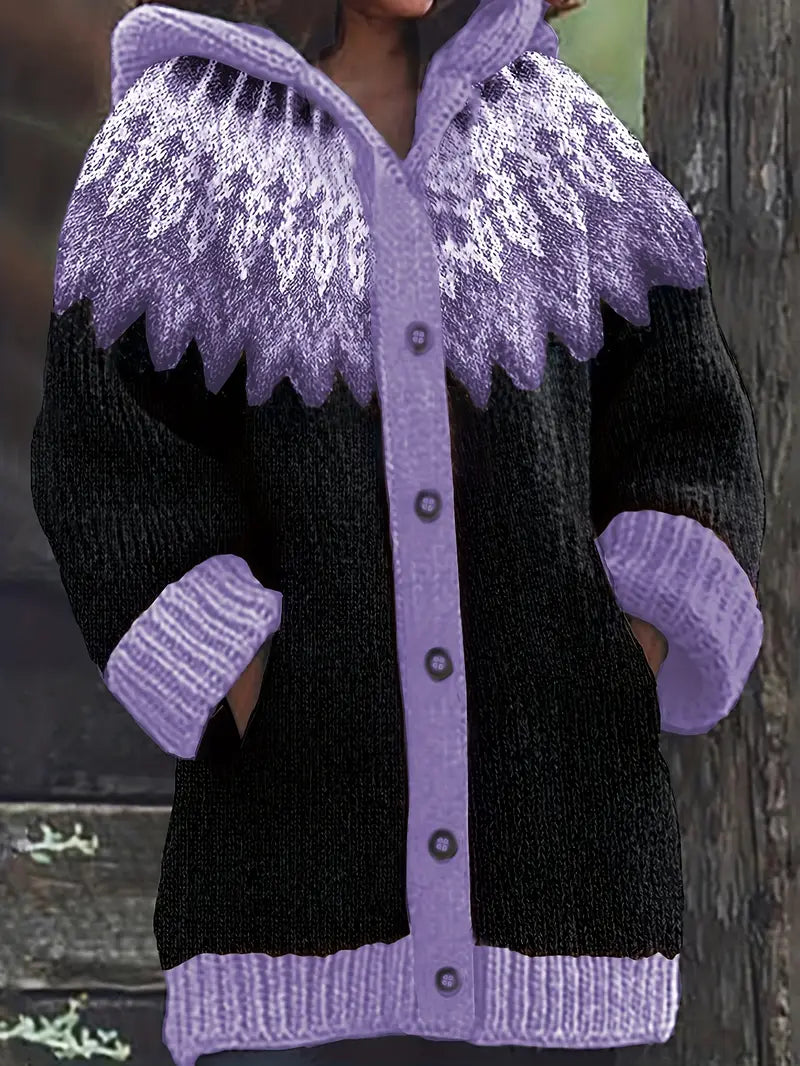 Women's Hooded Cardigan Button Front Knit