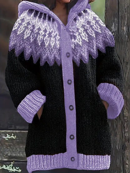 Women's Hooded Cardigan Button Front Knit