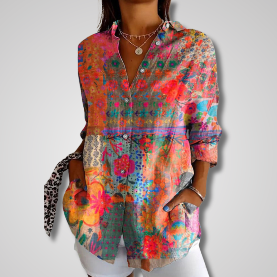 Women's Printed Button-Down Blouse