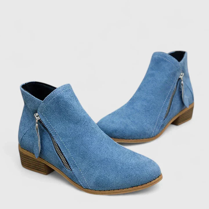 Women's Side Zip Block Heel Ankle Comfort  Boots