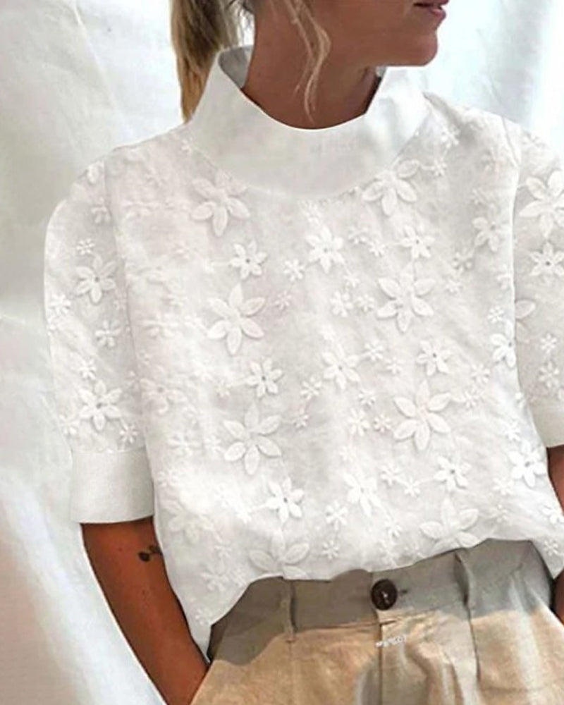 Women's Floral Embroidered High Neck Blouse