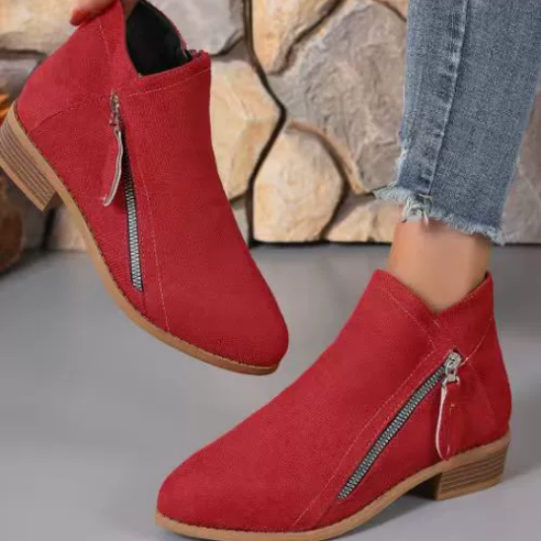 Women's Side Zip Block Heel Ankle Comfort  Boots