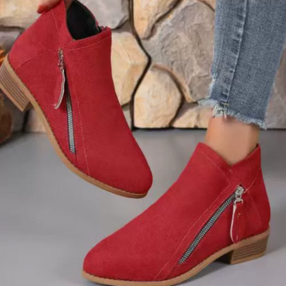 Women's Side Zip Block Heel Ankle Comfort  Boots