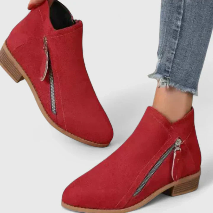 Women's Side Zip Block Heel Ankle Comfort  Boots