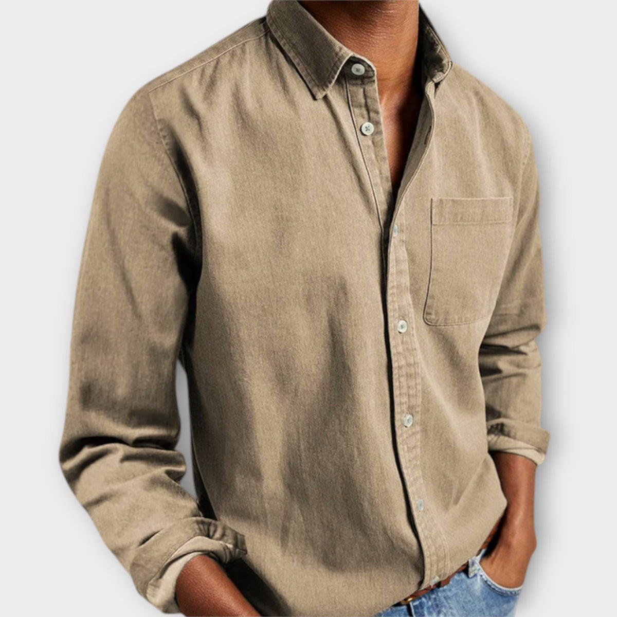 Men's Long Sleeve Dress Shirt With Chest Pocket