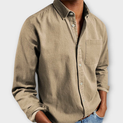 Men's Long Sleeve Dress Shirt With Chest Pocket