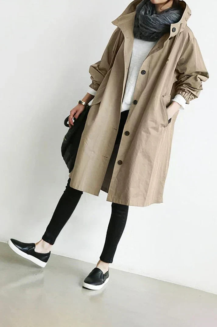 Women's Waterproof Raincoat Hooded Long Warm