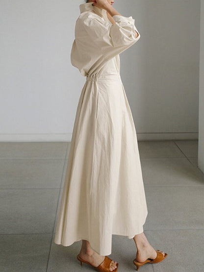 Women's Midi Dress Button Front Closure
