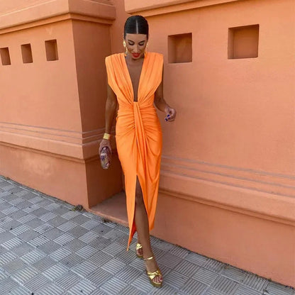 Women's Pleated Maxi Dress Elegant
