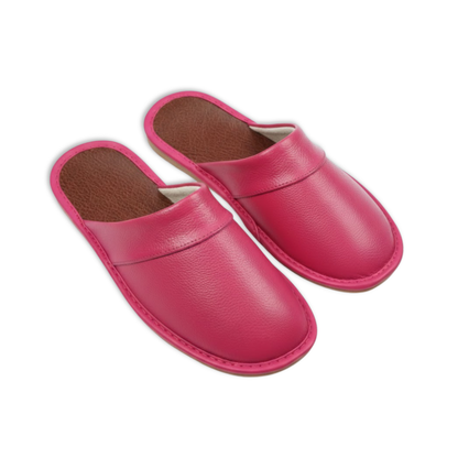 Unisex Cow Leather and Linen Indoor House Slippers