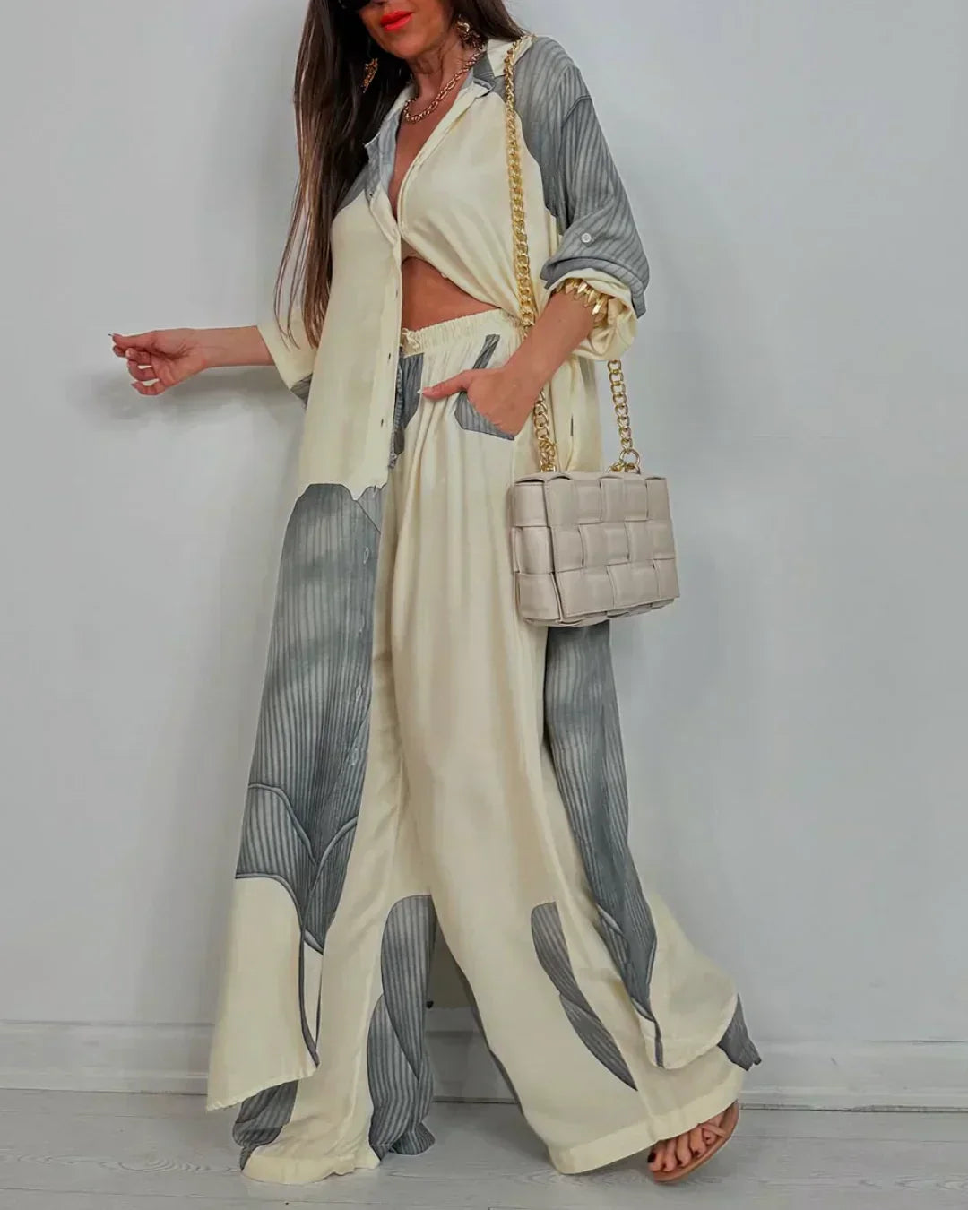 Women's Two Piece Cropped Wide Leg Outfit