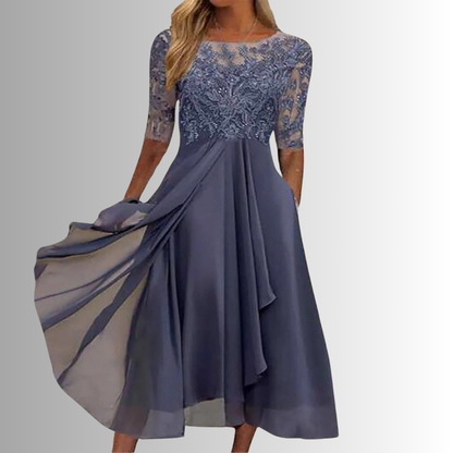 Women's Lace Midi Dress Flowy Skirt