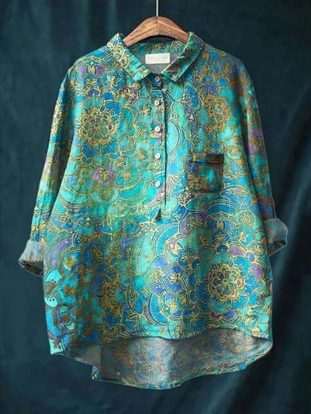 Women's Button-Front Floral Print Blouse