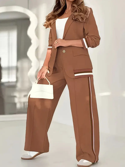 Women's Loungewear Blazer Set Wide Leg Pants