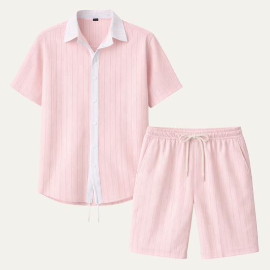 Men's Short Sleeve Shirt And Shorts Set Breathable