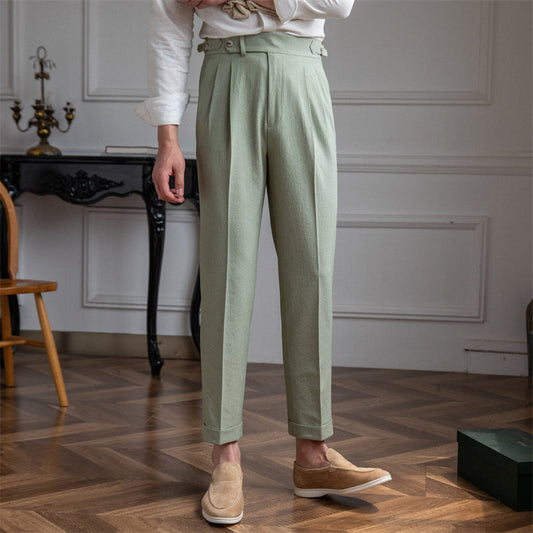 Men's Pleated Cropped Pants