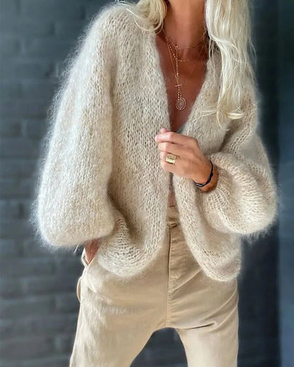 Zobra Women's Solid Color Cardigan Wide Sleeves