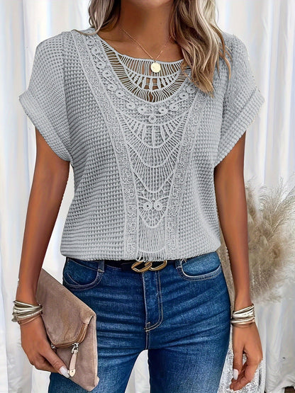 Women's Short Sleeve Waffle Knit Shirt