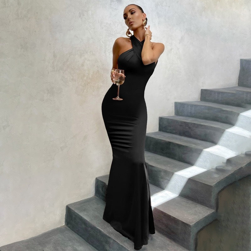 Women's Maxi Dress Asymmetrical Neckline