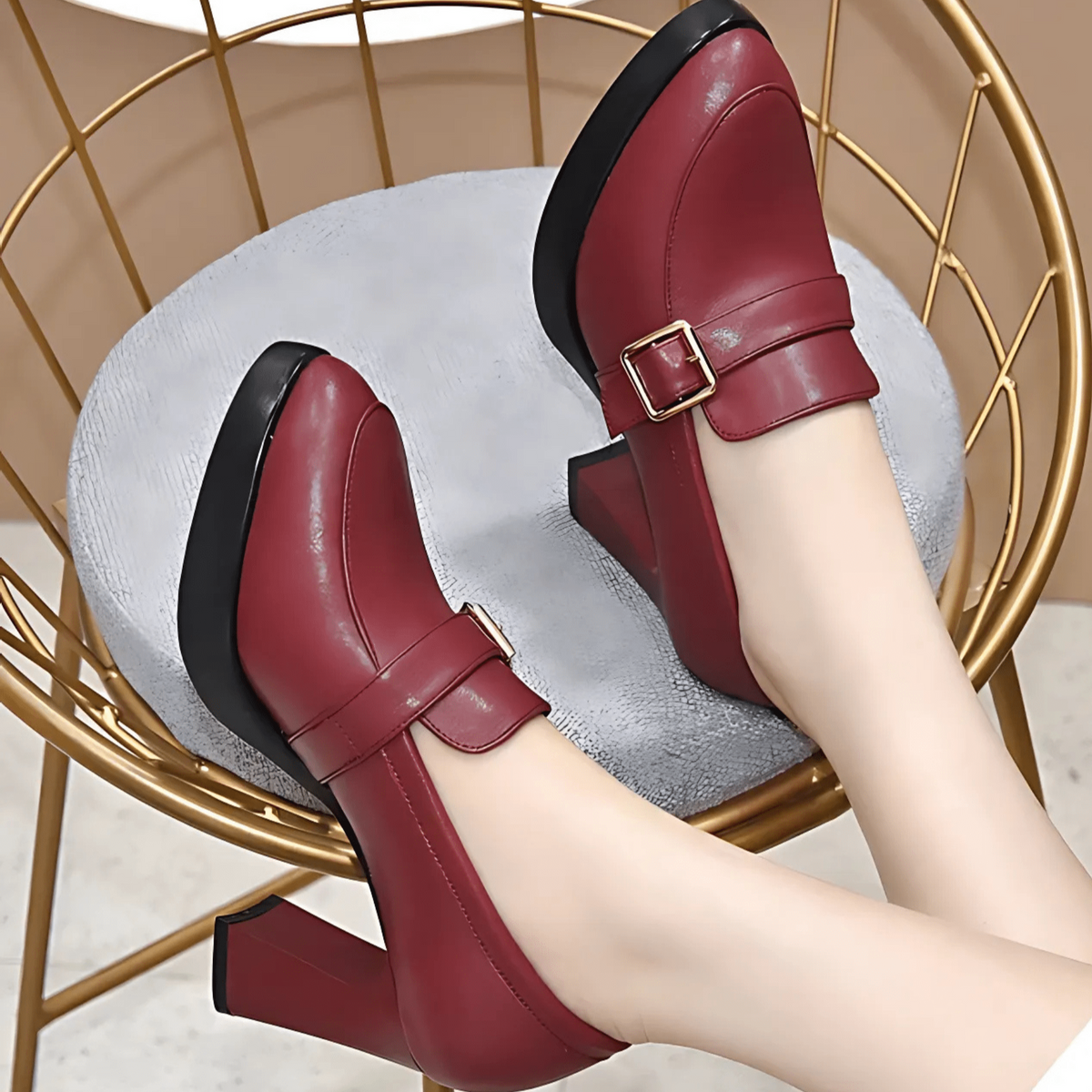 Women's Platform Heels Chunky Buckle