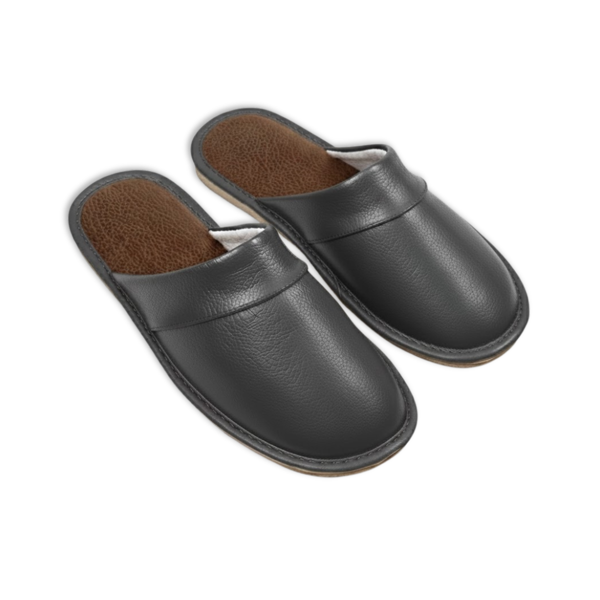 Unisex Cow Leather and Linen Indoor House Slippers
