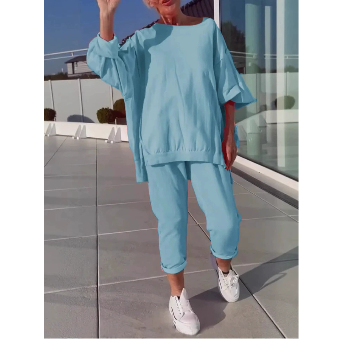 Women's Loungewear Set Loose Fit Pullover Ankle Pants