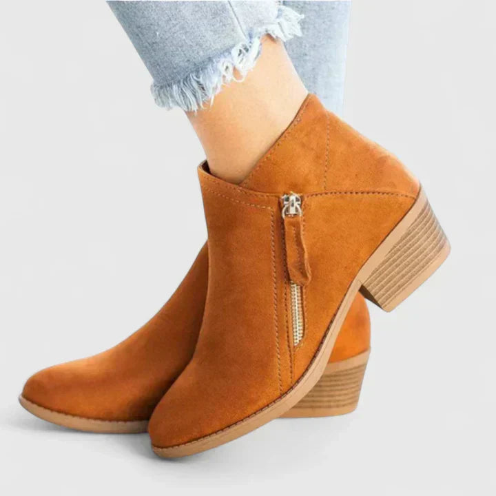 Women's Side Zip Block Heel Ankle Comfort  Boots